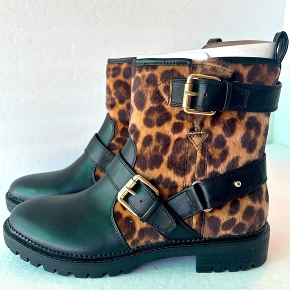 Nine West NWT “Arriablack” Leopard And Black Boots - Picture 1 of 9